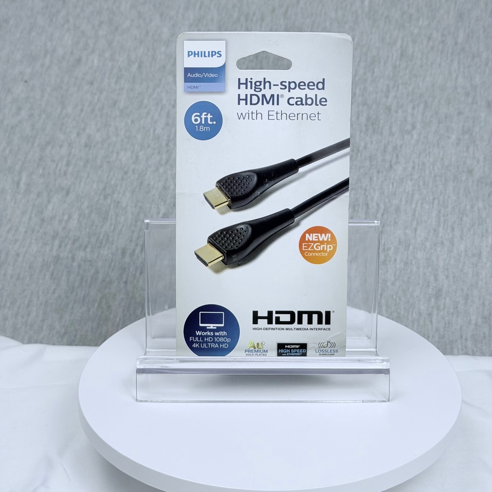 Philips High-Speed HDMI Cable with Ethernet 6ft 4K Ultra HD SWV3220B/27 NEW